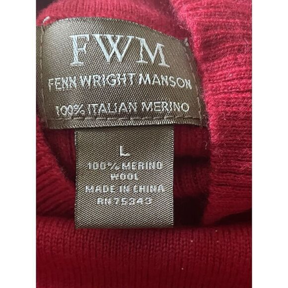 Women’s FWM 100% merino wool red mock neck sweater L fitted ribbed cuffs UK - Picture 2 of 6